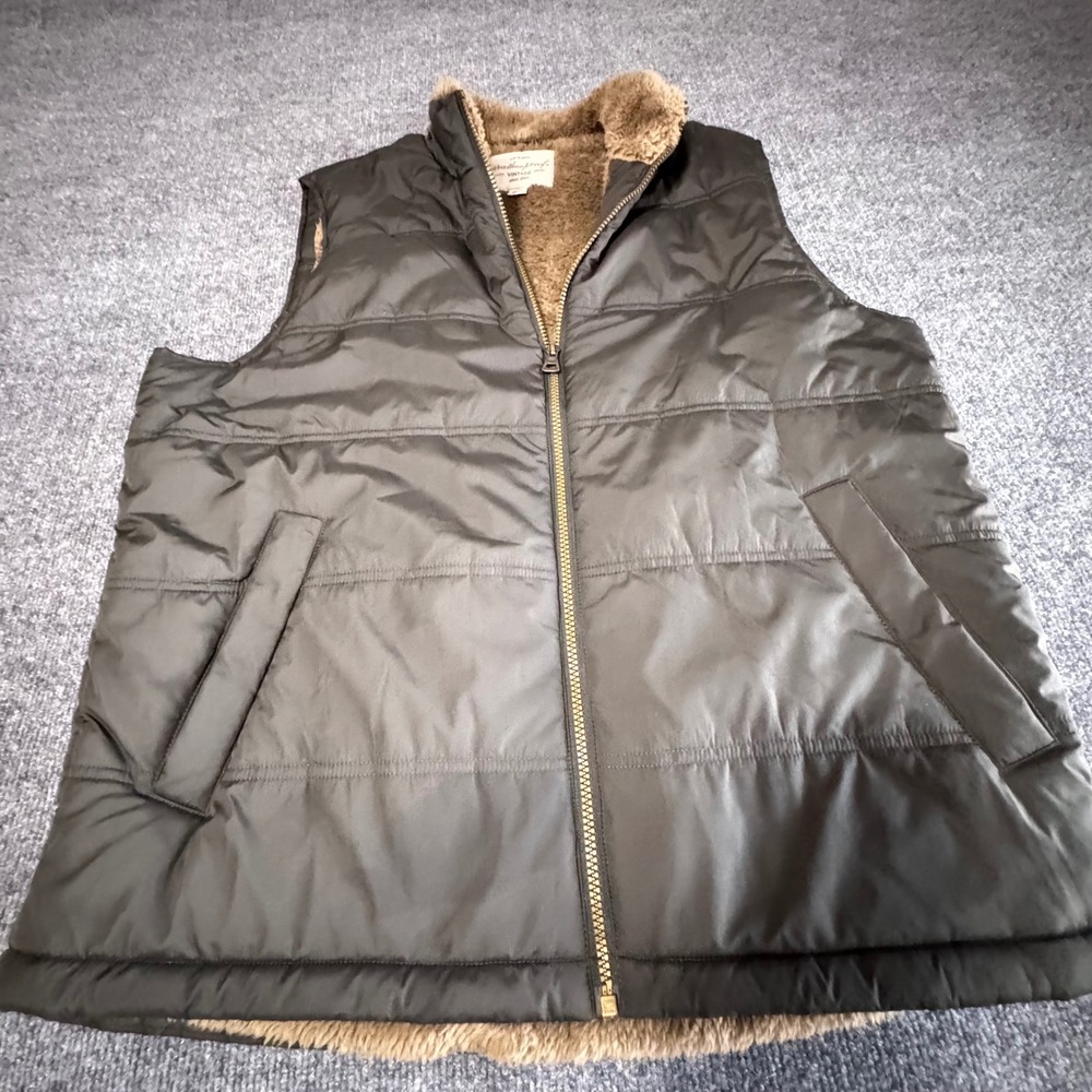 Weatherproof Vintage Mens Sherpa Lined Puffer Vest Olive Green Large WPL 11590